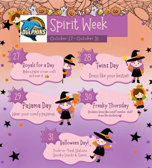 Spirit week starts on Monday, October 27th!